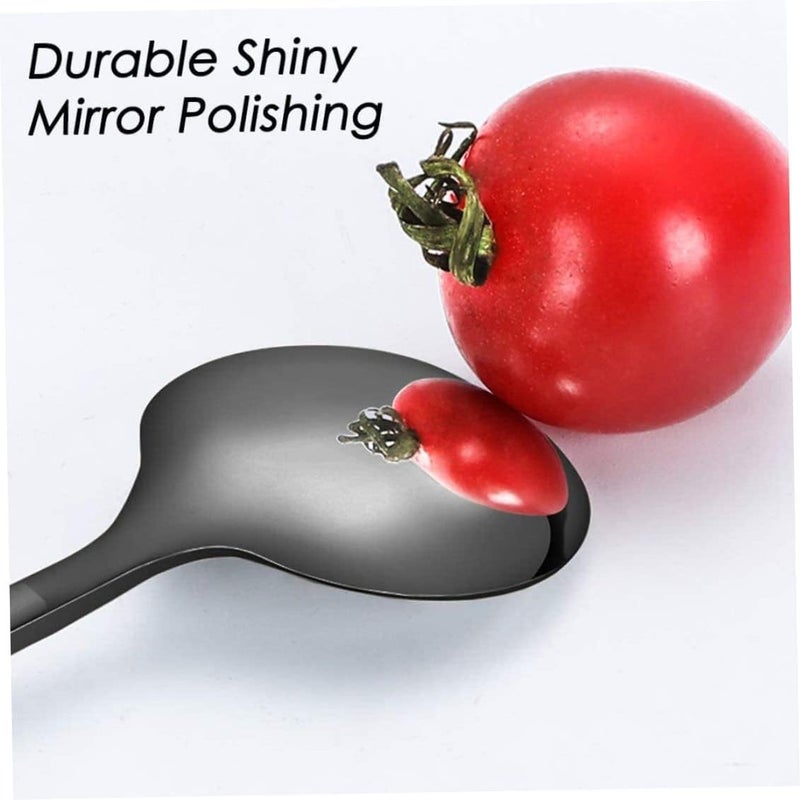 woobles Espresso Spoons, Black Stainless Steel Espresso Spoons, Mini Teaspoons Set for Coffee Sugar Dessert Cake Ice Cream Soup, 5.1 Inch 8pcs, Spoons - Image 5